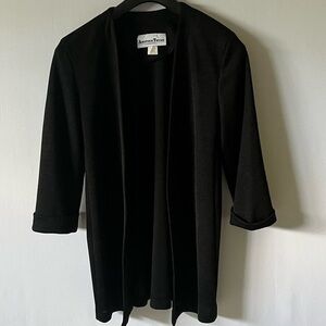 Another Thyme, woman’s 3/4 length sleeved polyester sweater, black, button less